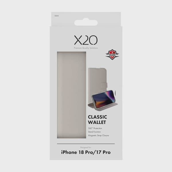 X2O Classic Wallet Plånboksfodral iPhone 18 Pro/17 Pro Greige