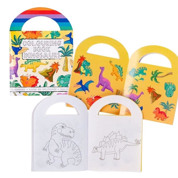 3-Pack - Fargebok for barn med klistremerker MultiColor Dinosaurie