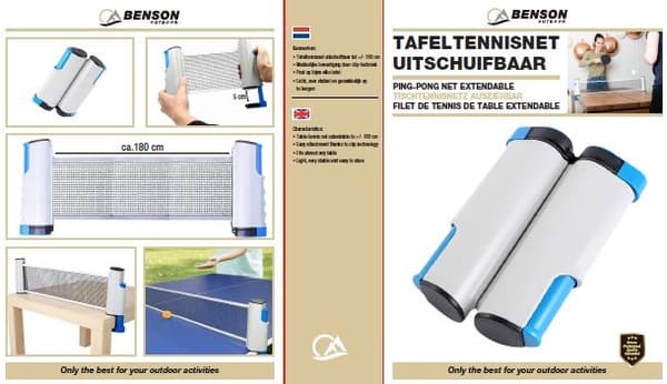 Bordtennisnät utdragbart