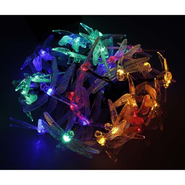 LED Girlang Trollslända - Solcell - 6.5m Multifärg