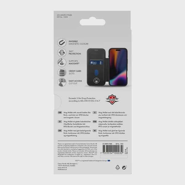 X2O Mag Wallet Plånboksfodral iPhone 18 Pro Max/17 Pro Max Svart