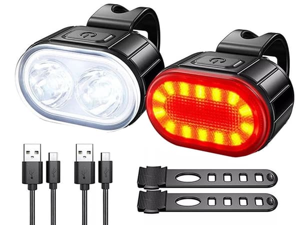Cykellampa fram/bak - LED USB-uppladdningsbar stark belysning