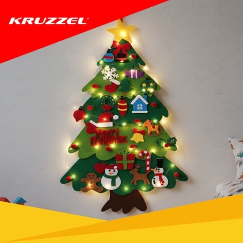 Julgran filt LED - Väggdekoration