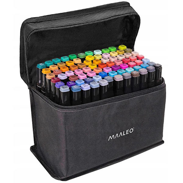 80-Pak - Tuscher med Etui Farvepenne Dobbeltspidset Penne Multicolor