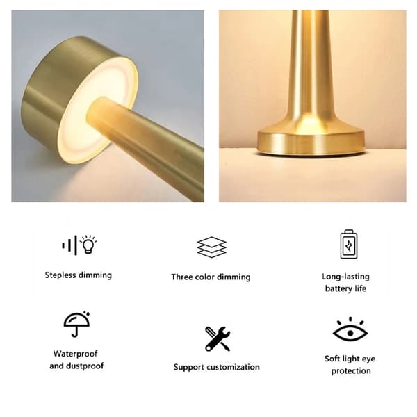 Trådløs LED Lampe med Dimmer & Touch - 1200mAh