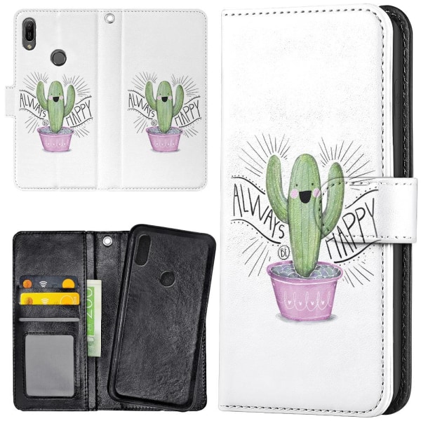 Huawei Y6 (2019) - Mobilcover/Etui Cover Happy Cactus
