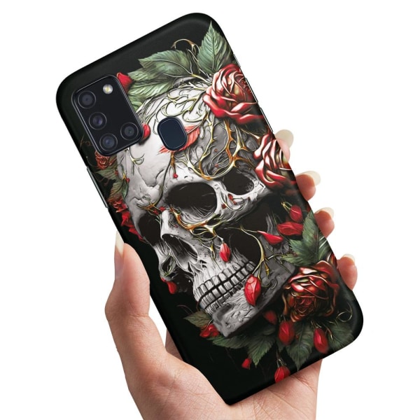Samsung Galaxy A21s - Cover/Mobilcover Skull Roses