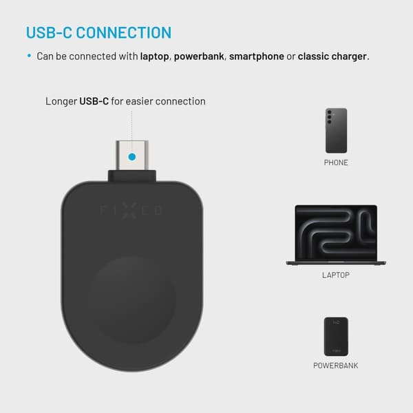 FIXED Trådlös USB-C laddare för Apple Watch Svart