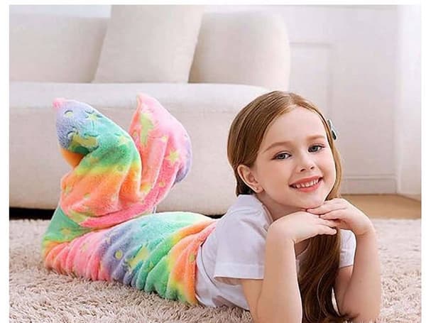Självlysande filt med sjöjungfrufigur - Varm sovsäck för barn