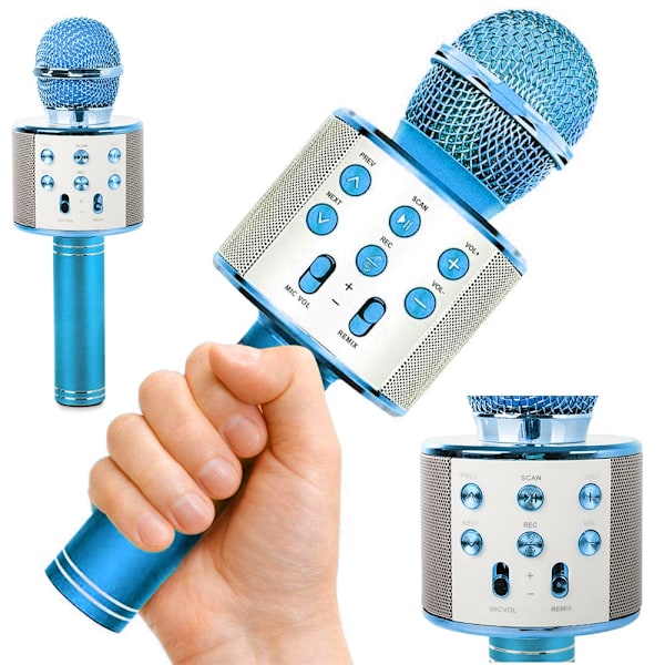 Karaokemikrofon med Højttaler / Karaoke Mikrofon – Bluetooth Blue