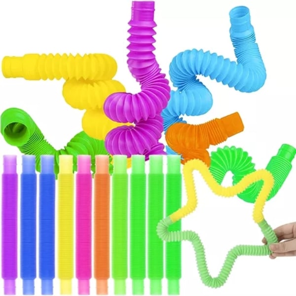 10-Pak - Pop Tube - Fidget Toys - Legetøj / Sensorisk Multicolor