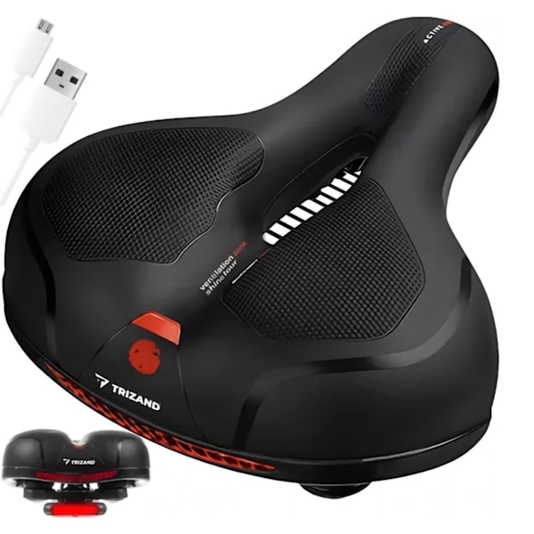 Pyörän satula LED-valolla - Satula pyörälle Black