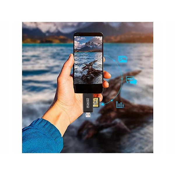 3-in-1 SD-kortinlukija USB, USB-C & Micro USB