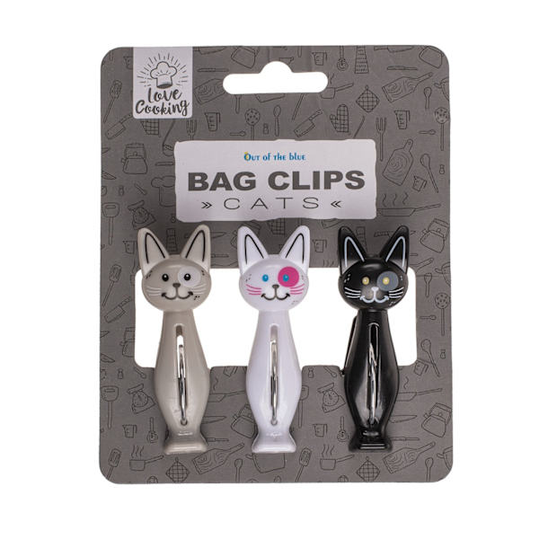 3-Pak - Poseklemme - Klips til Pose - Kat Multicolor