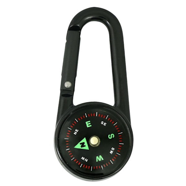 Kompass fluorescerande med karbinhake termometer nyckelring