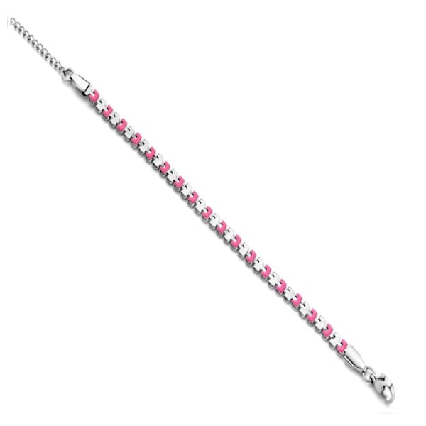 Victoria armband i silverfärg med rosa mönster