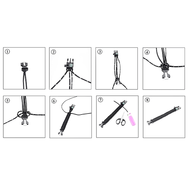 Paracord Överlevnadsarmband med Eldstartare m.m. Svart
