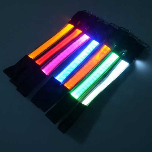 Oppladbar Refleks - LED Armbånd / Refleksbånd som Lyser 2-Pack Vit