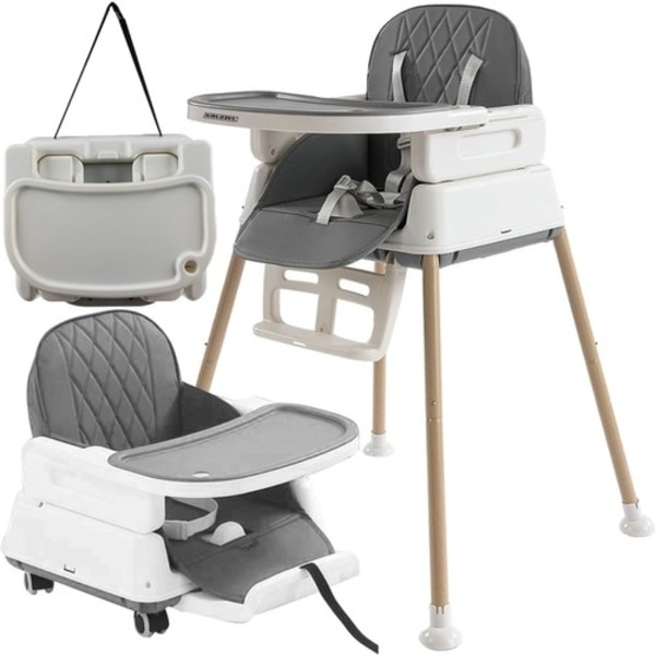 Børnestol Sammenklappelig med Aftagelige Ben-Barnestol med bakke Grey