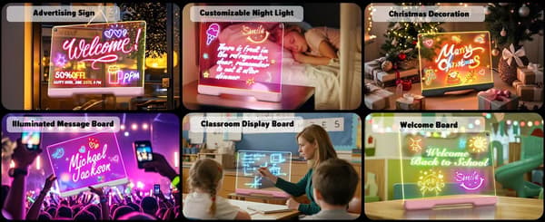 LED tegneplade / Opslagstavle - Natlampe