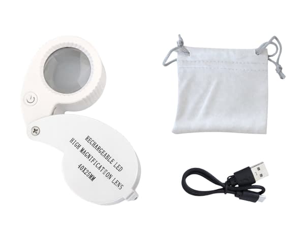 Förstoringsglas juvelerare 40x hopfällbart 25 mm 9 LED