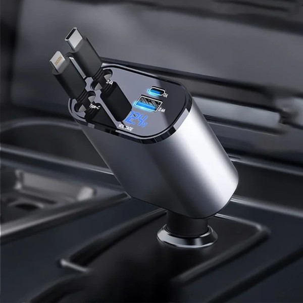Billader - Oplader til Bilen - iPhone/Samsung - USB-C Black
