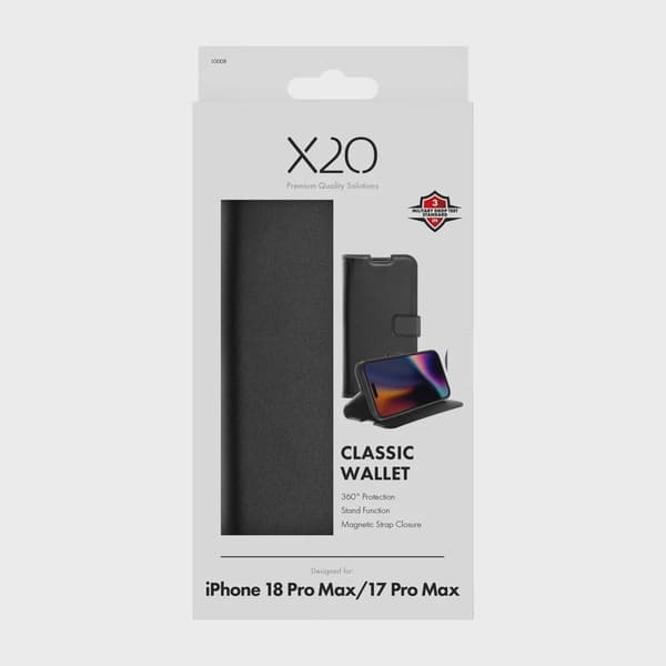 X2O Classic Wallet Plånboksfodral iPhone 18 Pro Max/17 Pro Max Svart