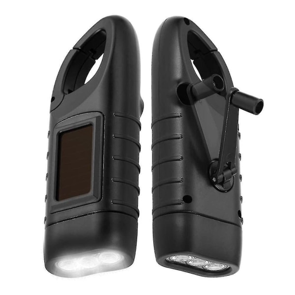 Taskulamppu Dynamolla & Aurinkopaneeleilla – Dynamosininen Black 2-Pack