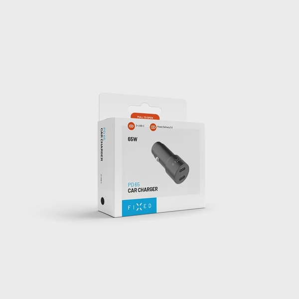 FIXED Supersnabb 65W 2x USB-C billaddare Svart