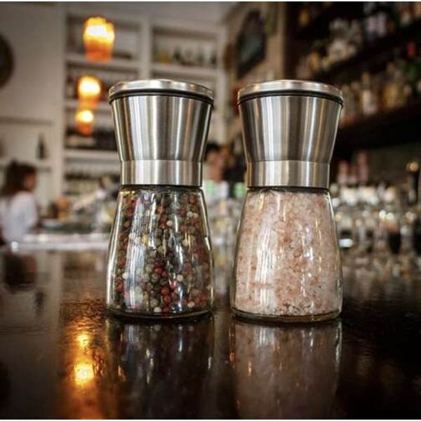 2-pak - Salt- og peberkværn i rustfrit stål Silver