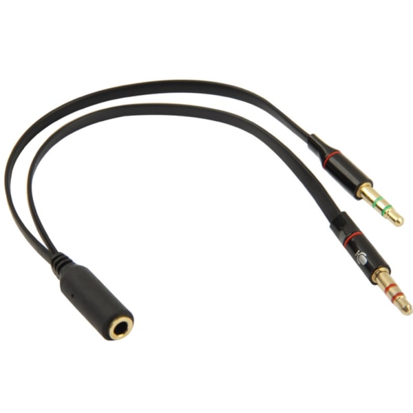 3.5 mm Adapter Mikrofon & Hodetelefoner – Splitter Black