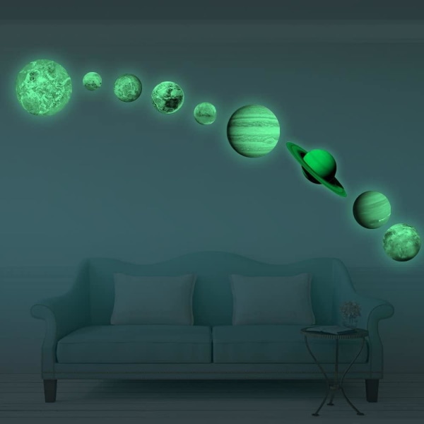 Vægdekal Selvlysende Planeter / Solsystem - 9-Pak Multicolor
