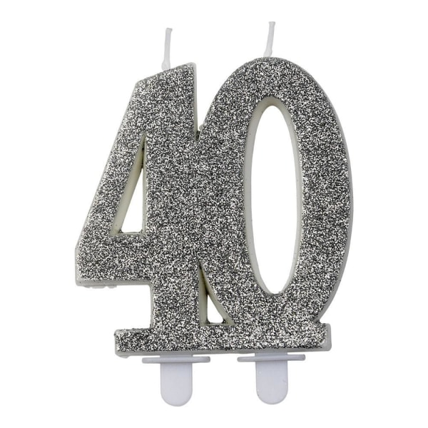 Fødselsdagslys / Nummerlys - Kagelys Nummer Silver 40