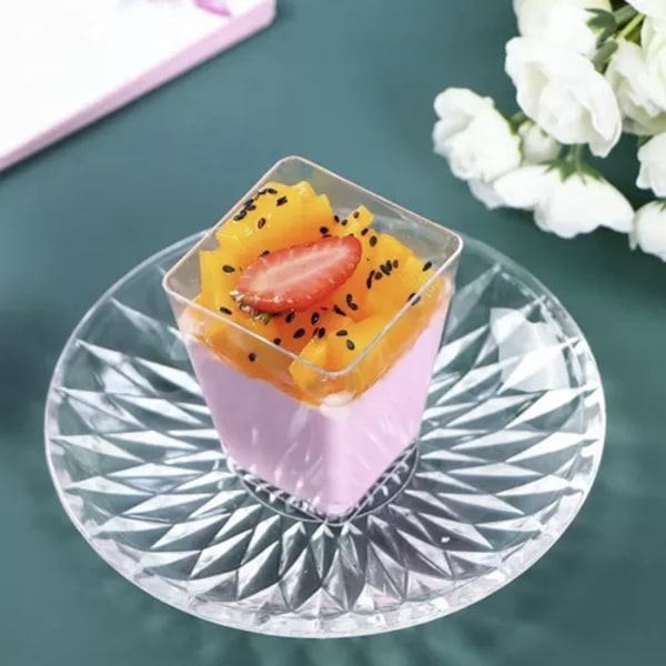 50-Kpl - Kuutio Mukit / Muovimukit - 160ml Transparent