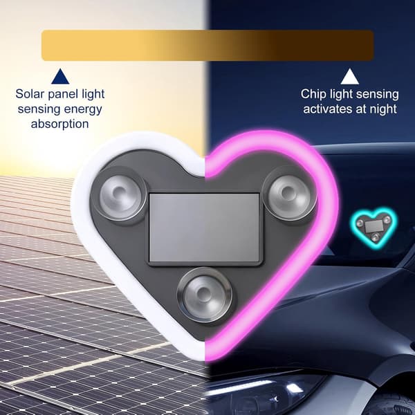 Solcelledrevet LED-lampe til Bilrude – Hjerteformet Dekorationslampe Blue