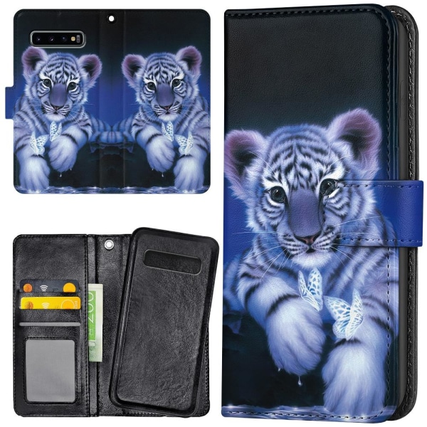 Samsung Galaxy S10 - Plånboksfodral/Skal Tigerunge