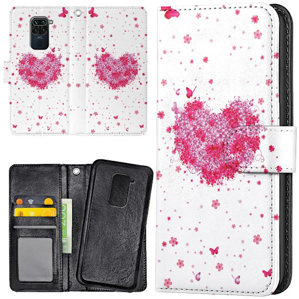 Xiaomi Redmi Note 9 - Mobilcover/Etui Cover Blomsterhjerte