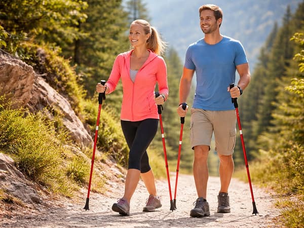 Gåstavar nordic walking set Röd