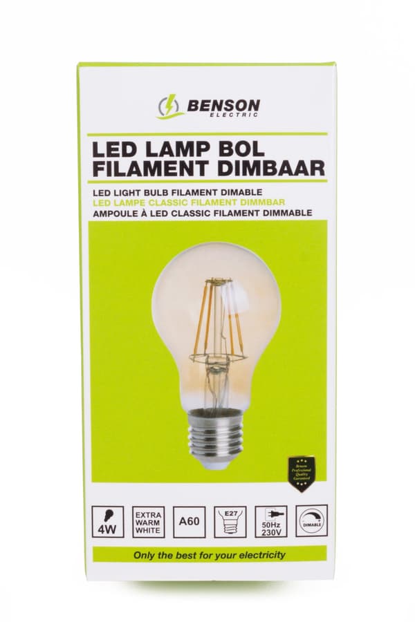 LED-glödlampa filament A60 4 W E27 bärnsten dimbar