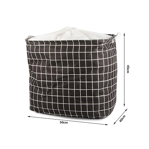 Hopfällbar Tvättkorg - 90L Black Svart (Rutig)