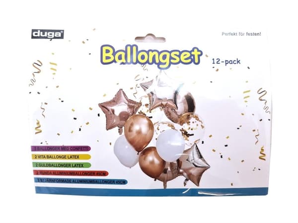 12-Kpl - Ilmapallosetti - Ilmapallot & foliopallot Gold