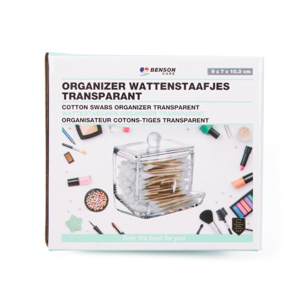 Bomullspinnar behållare transparent