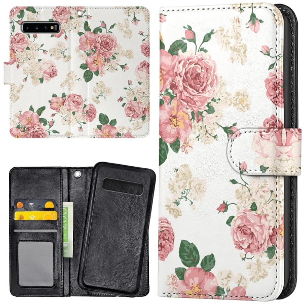 Samsung Galaxy S10e - Lommebok Deksel Retro Blomster