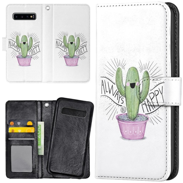 Samsung Galaxy S10 - Plånboksfodral/Skal Happy Cactus