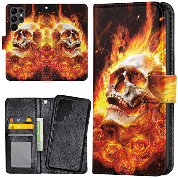 Samsung Galaxy S25 Ultra - Lompakkokotelo/Kuoret Burning Skull