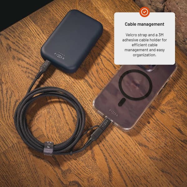 FIXED 2in1 Combo 60W USB-C/Lightning kabel 1.2m Svart