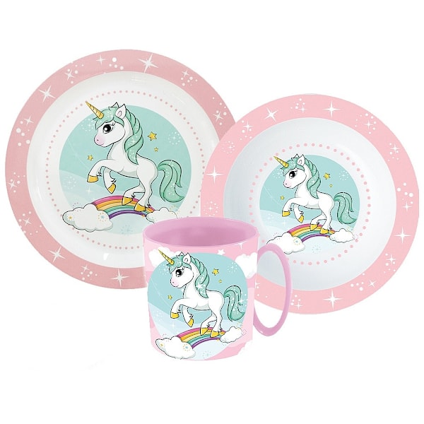 Unicorn Range tallrikset med muggar 350 ml, mikroplastset