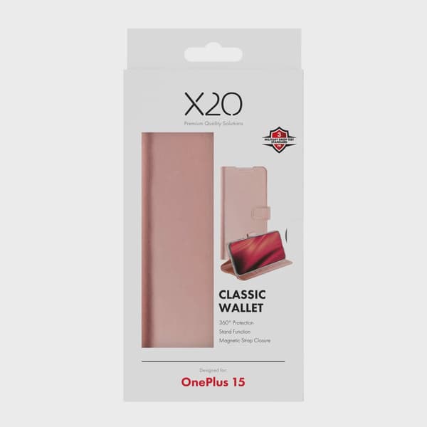 X2O Classic Wallet Plånboksfodral OnePlus 15 Rose Gold