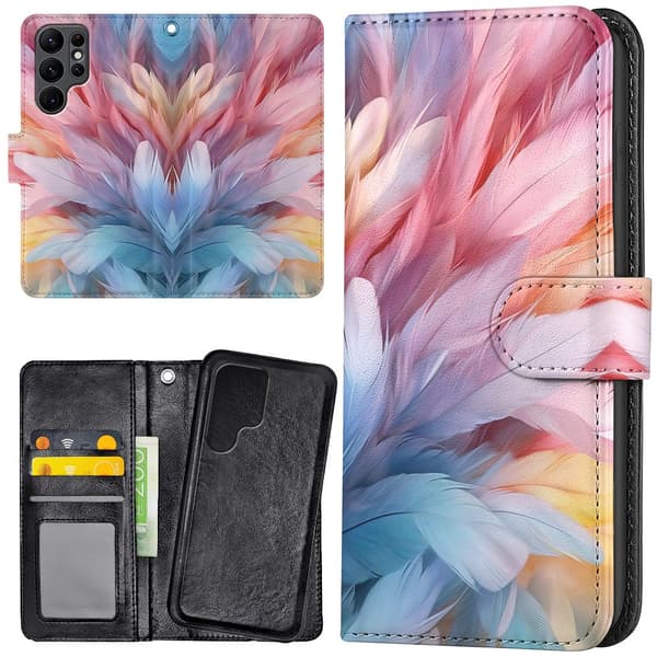 Samsung Galaxy S22 Ultra - Plånboksfodral/Skal Feathers