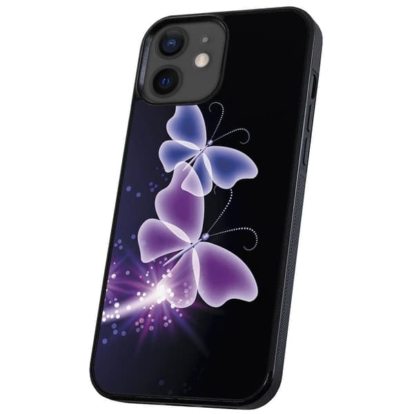 iPhone 12 Mini - Deksel/Mobildeksel Lilla Sommerfugler